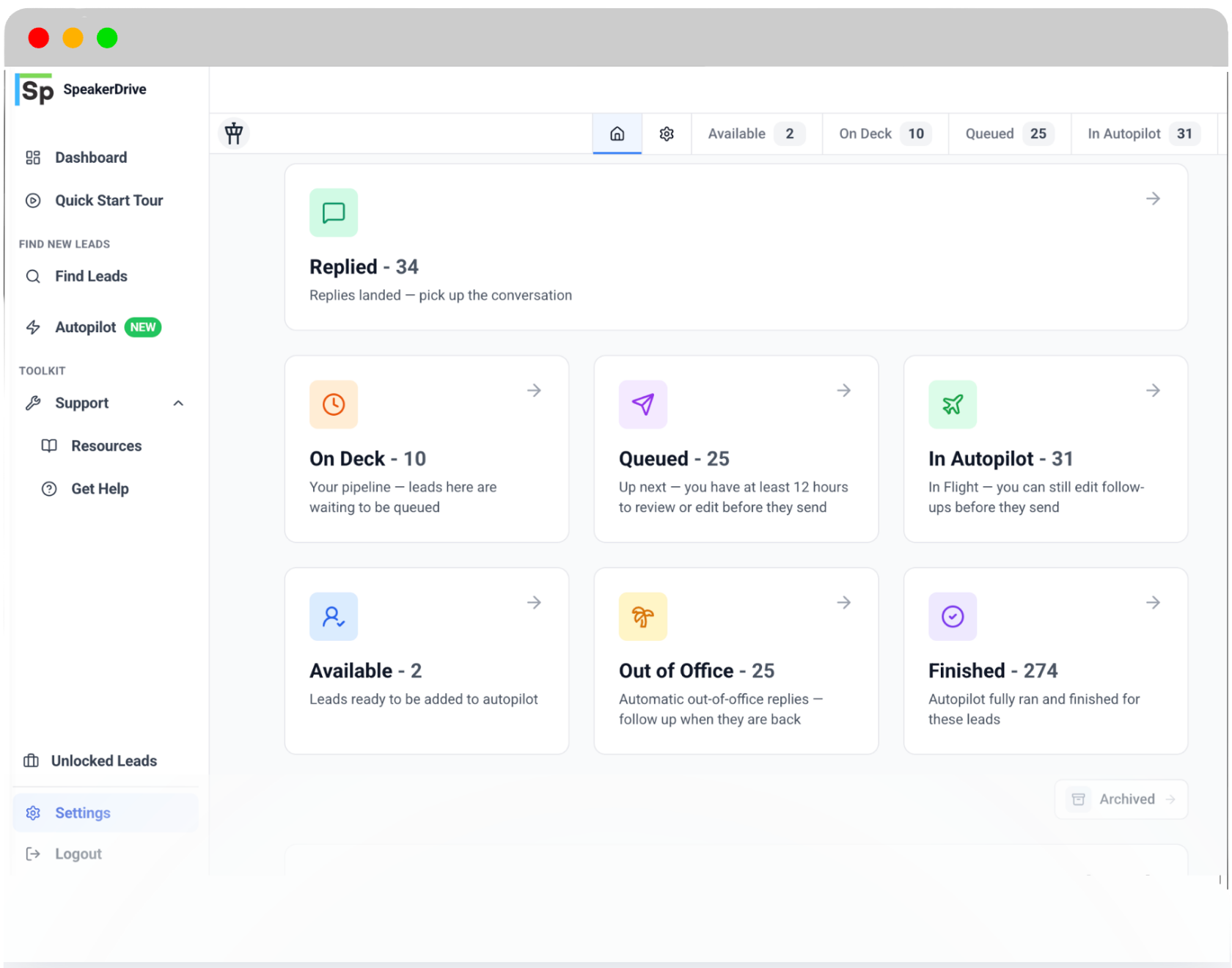 SpeakerDrive dashboard overview